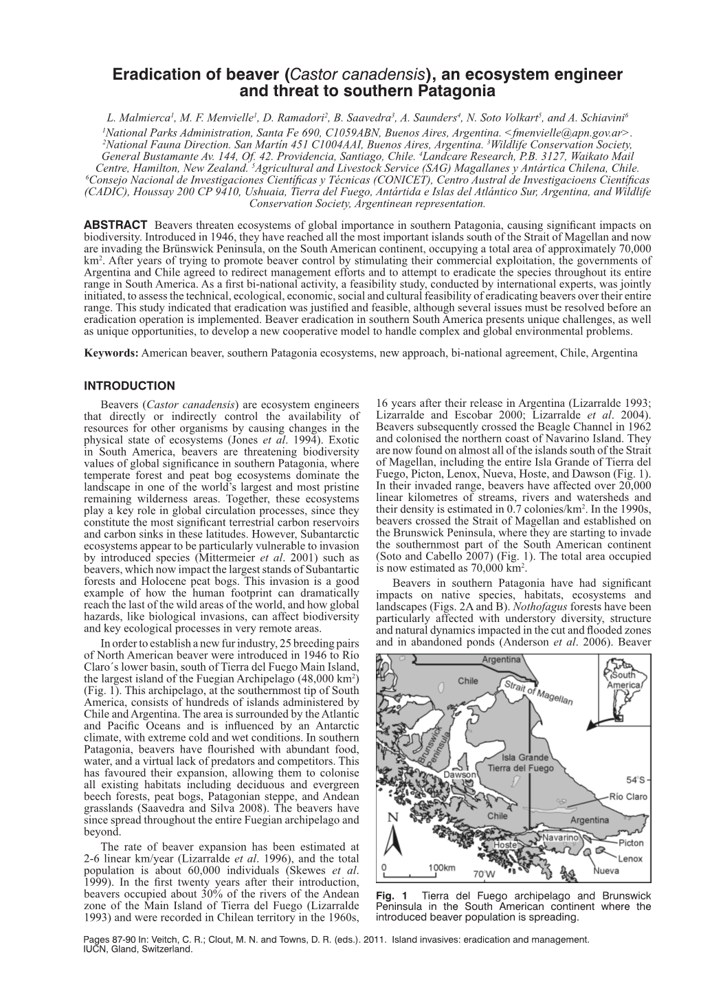 Eradication of Beaver (Castor Canadensis), an Ecosystem Engineer and Threat to Southern Patagonia