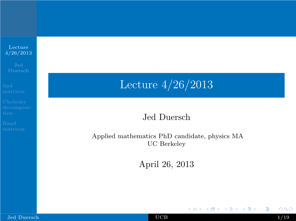 Lecture 4/26/2013