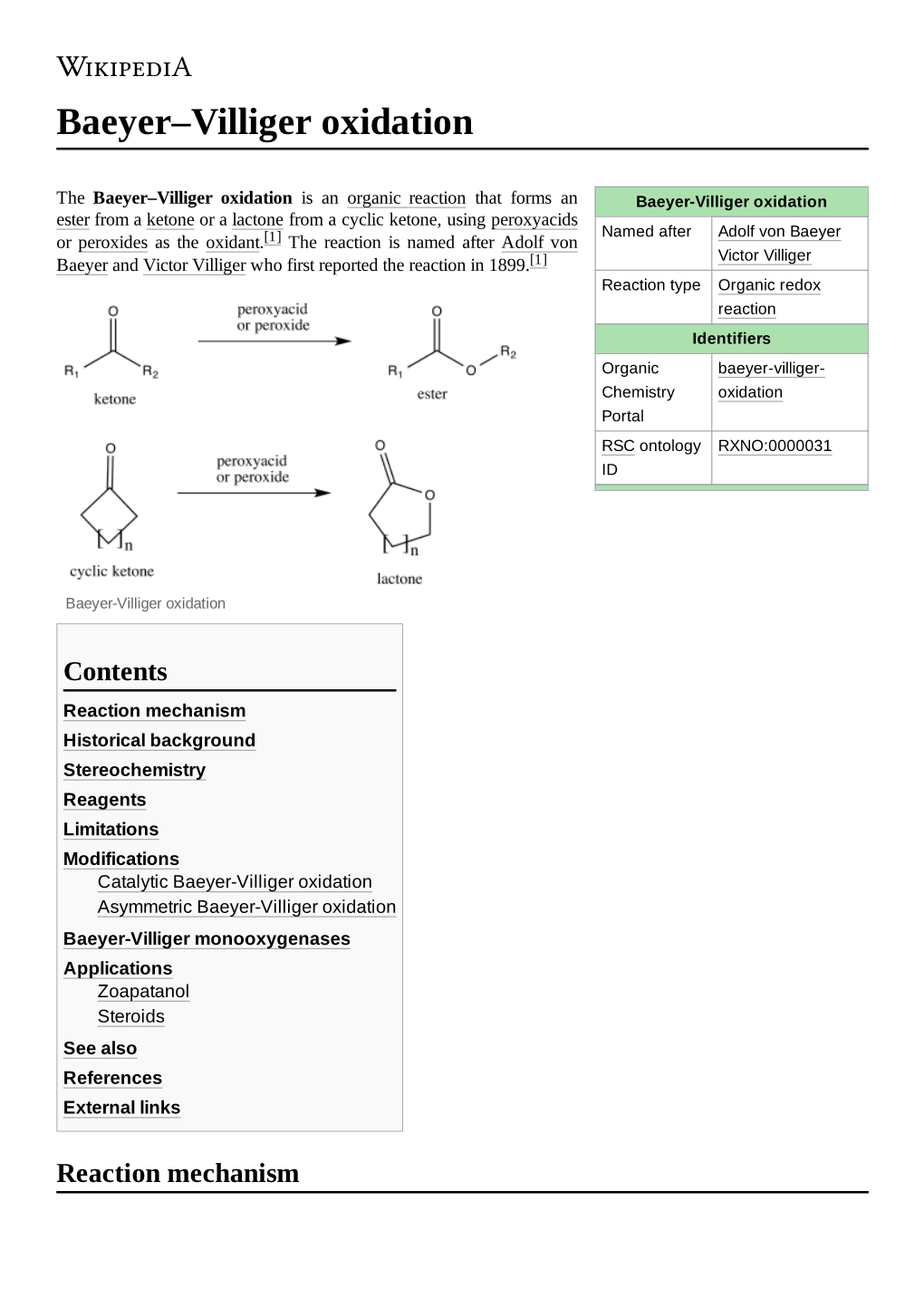 Baeyer–Villiger Oxidation