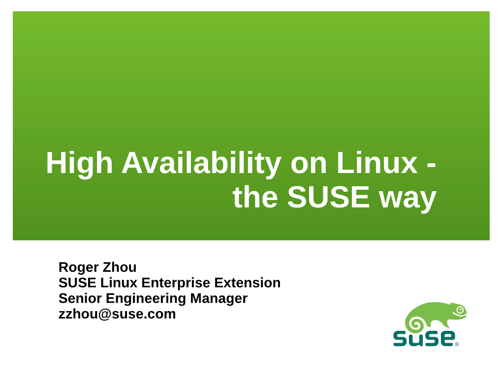 High Availability on Linux - the SUSE Way