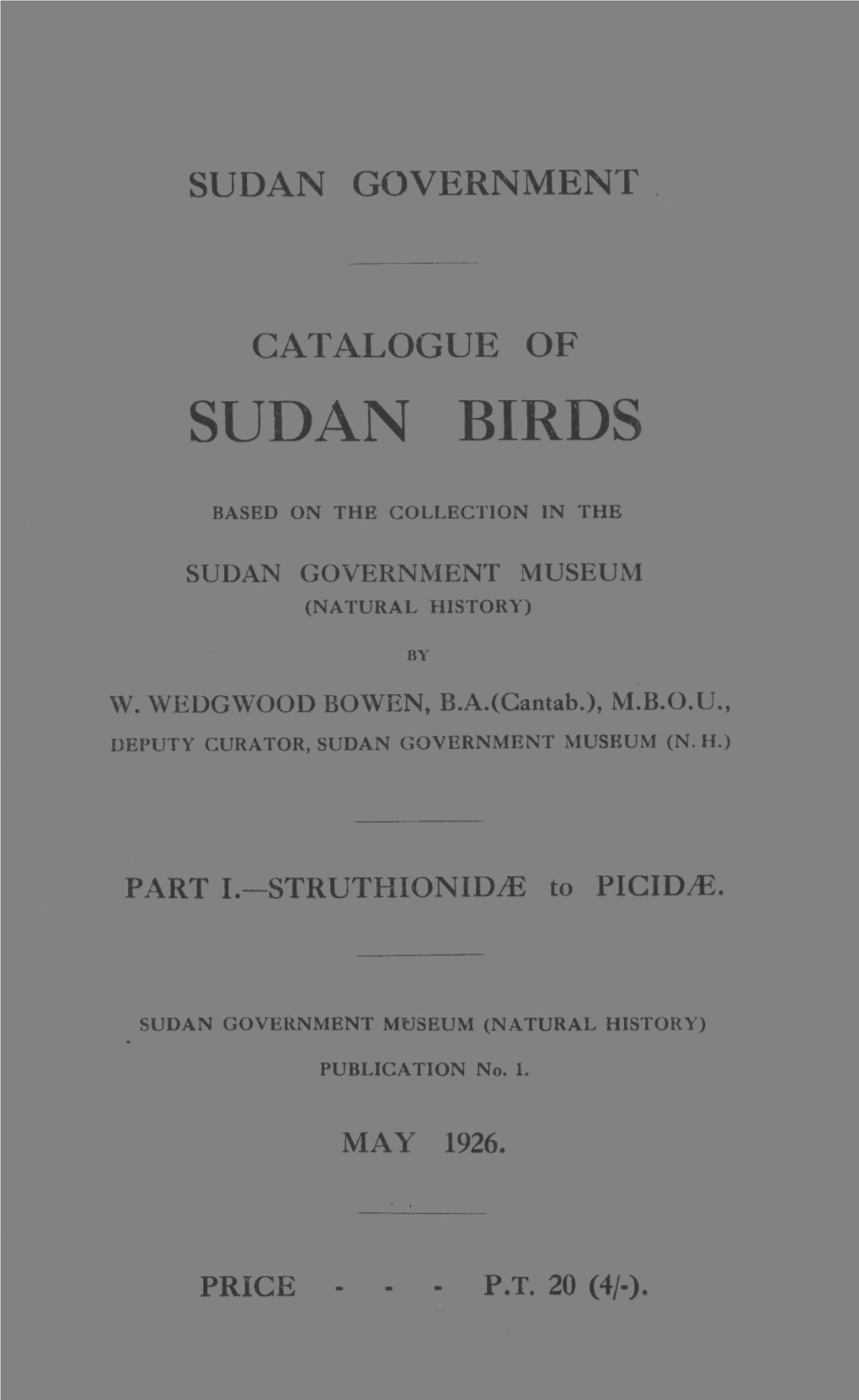 SUDAN BIRDS .V.* on THB Collbctlflp Ln