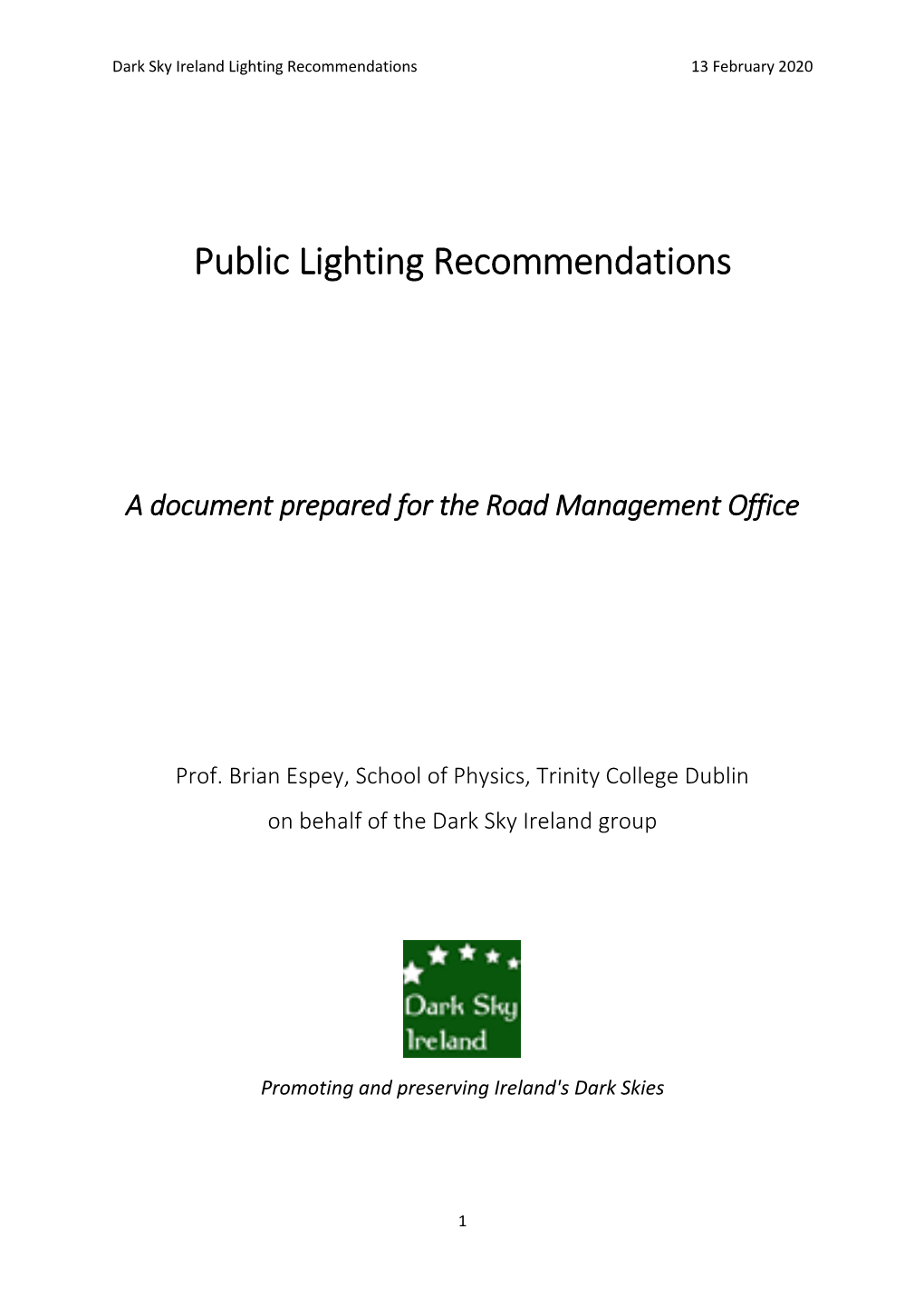 Public Lighting Recommendations
