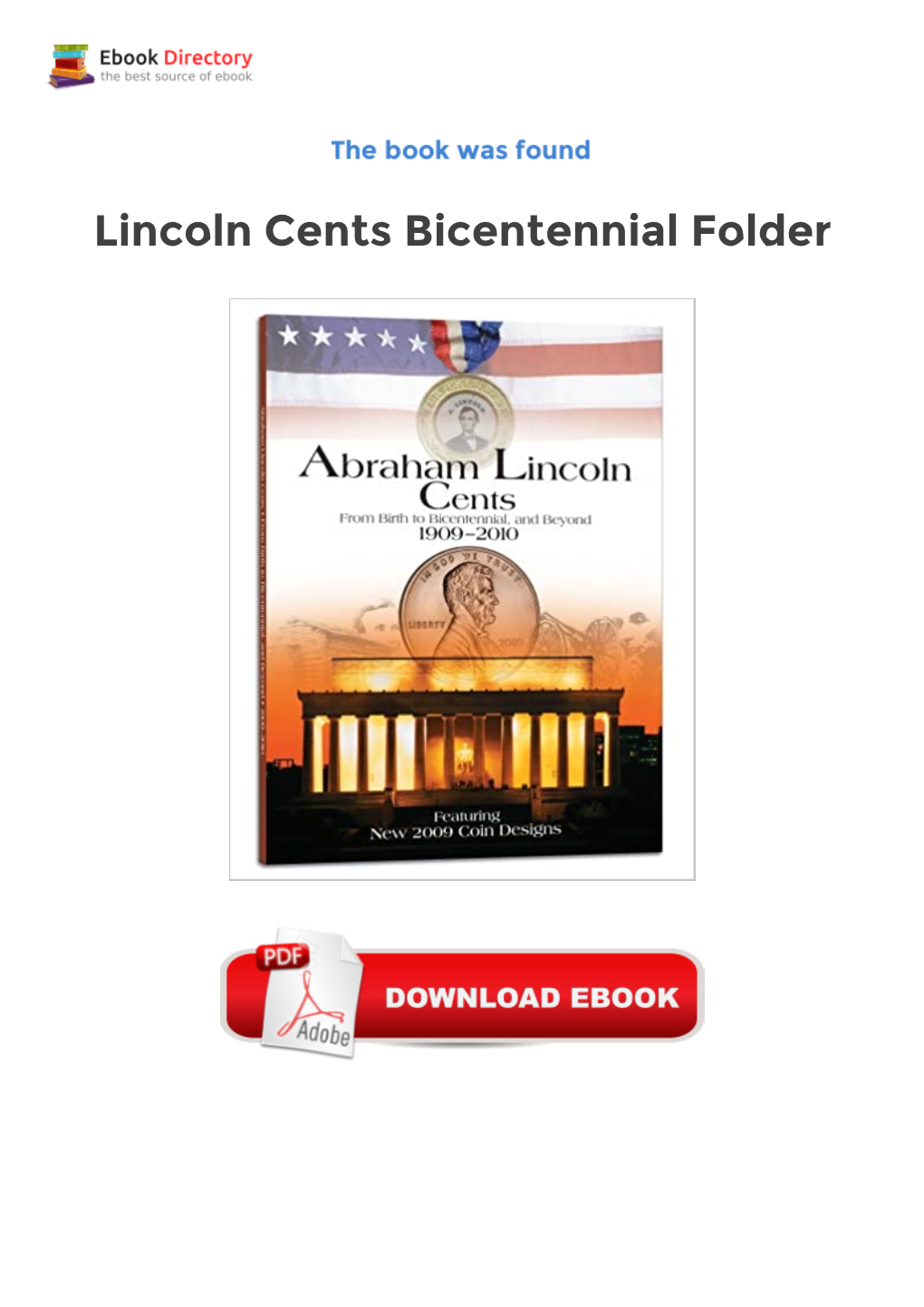 Free Downloads Lincoln Cents Bicentennial Folder