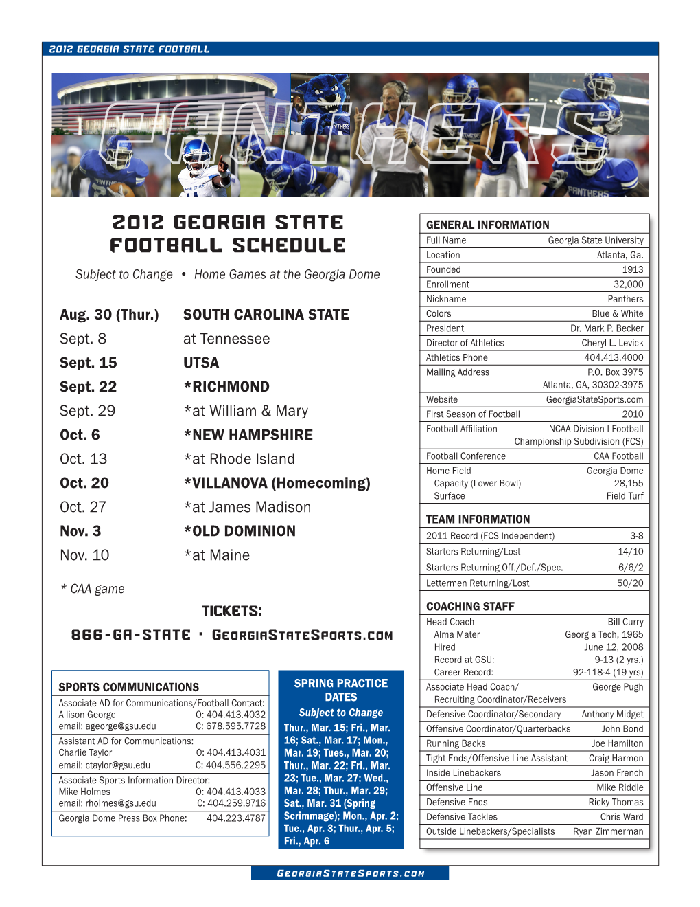 2012 Georgia State Football Schedule