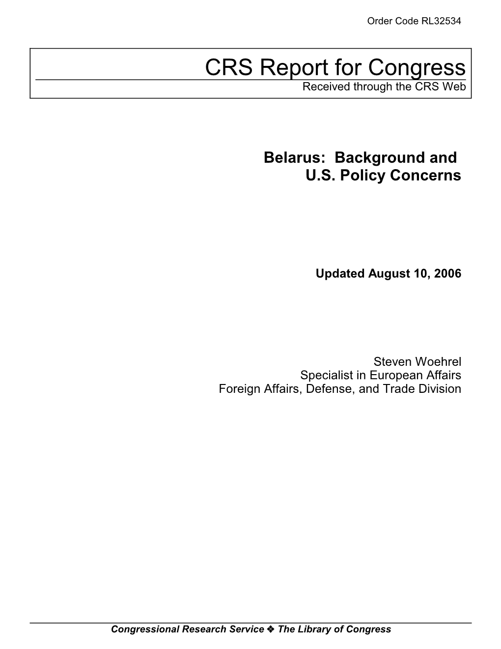 Belarus: Background and U.S