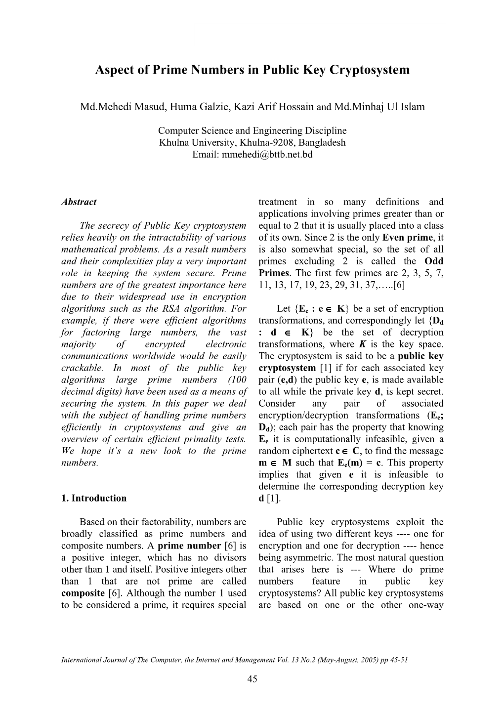 Aspect of Prime Numbers in Public Key Cryptosystem