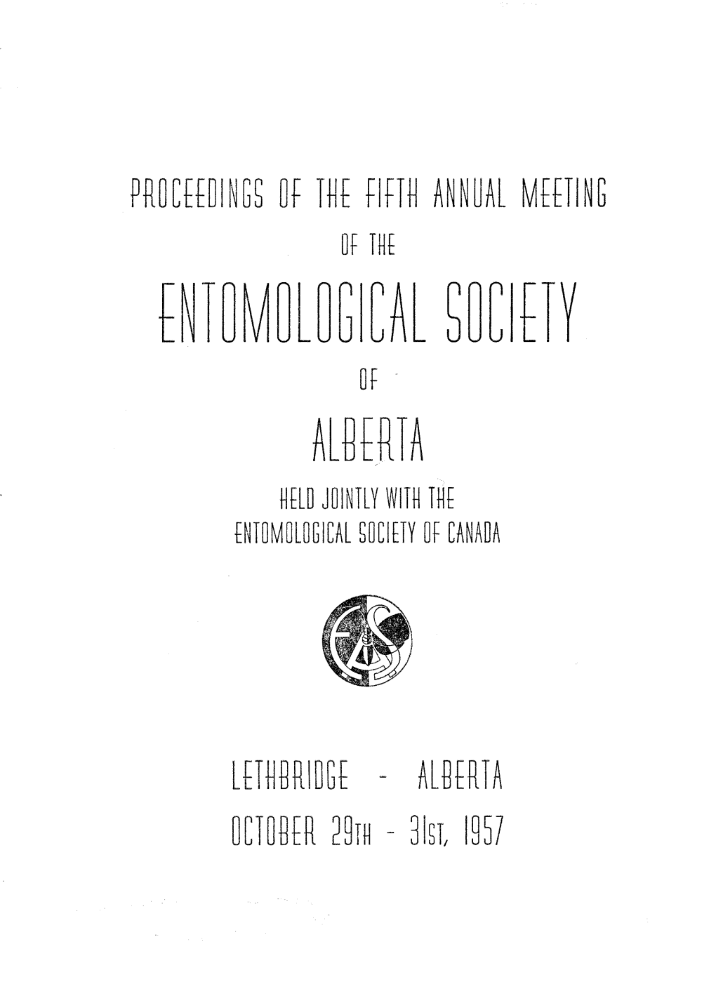 Proceedings of the Entomological Society of Alberta 1957