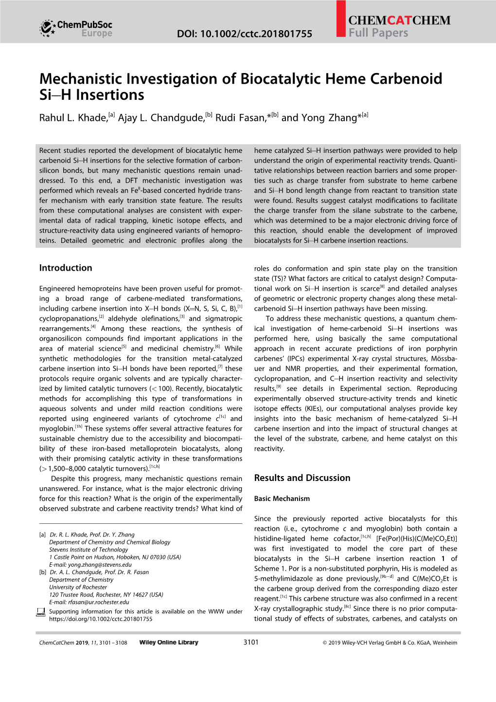 Mechanistic Investigation of Biocatalytic Heme Carbenoid Si−H