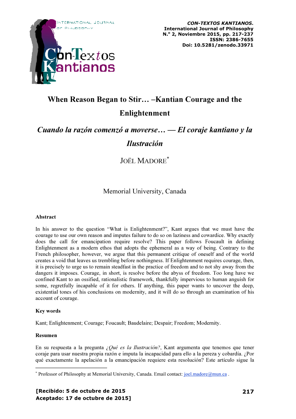 Kantian Courage and the Enlightenment Cuando La