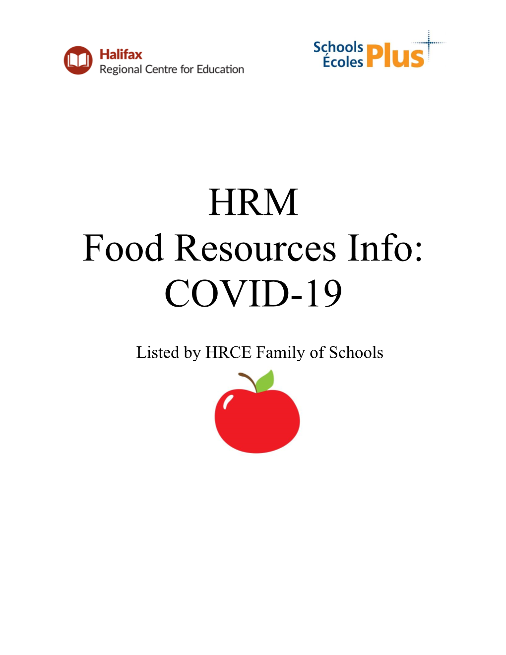 HRM Food Resources Info: COVID-19