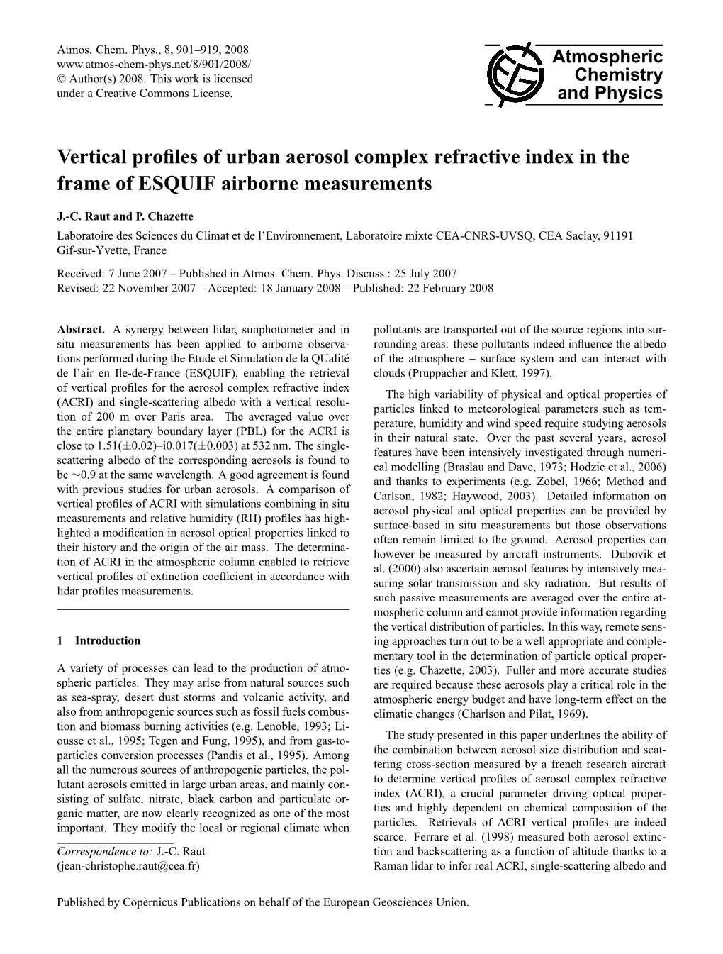 Vertical Profiles of Urban Aerosol Complex Refractive Index in The