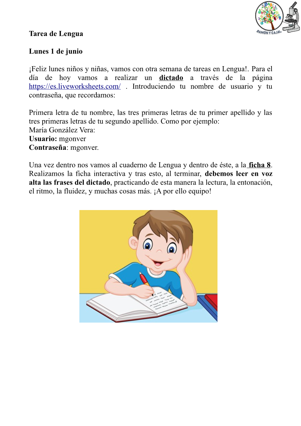 Tarea De Lengua Lunes 1 De Junio