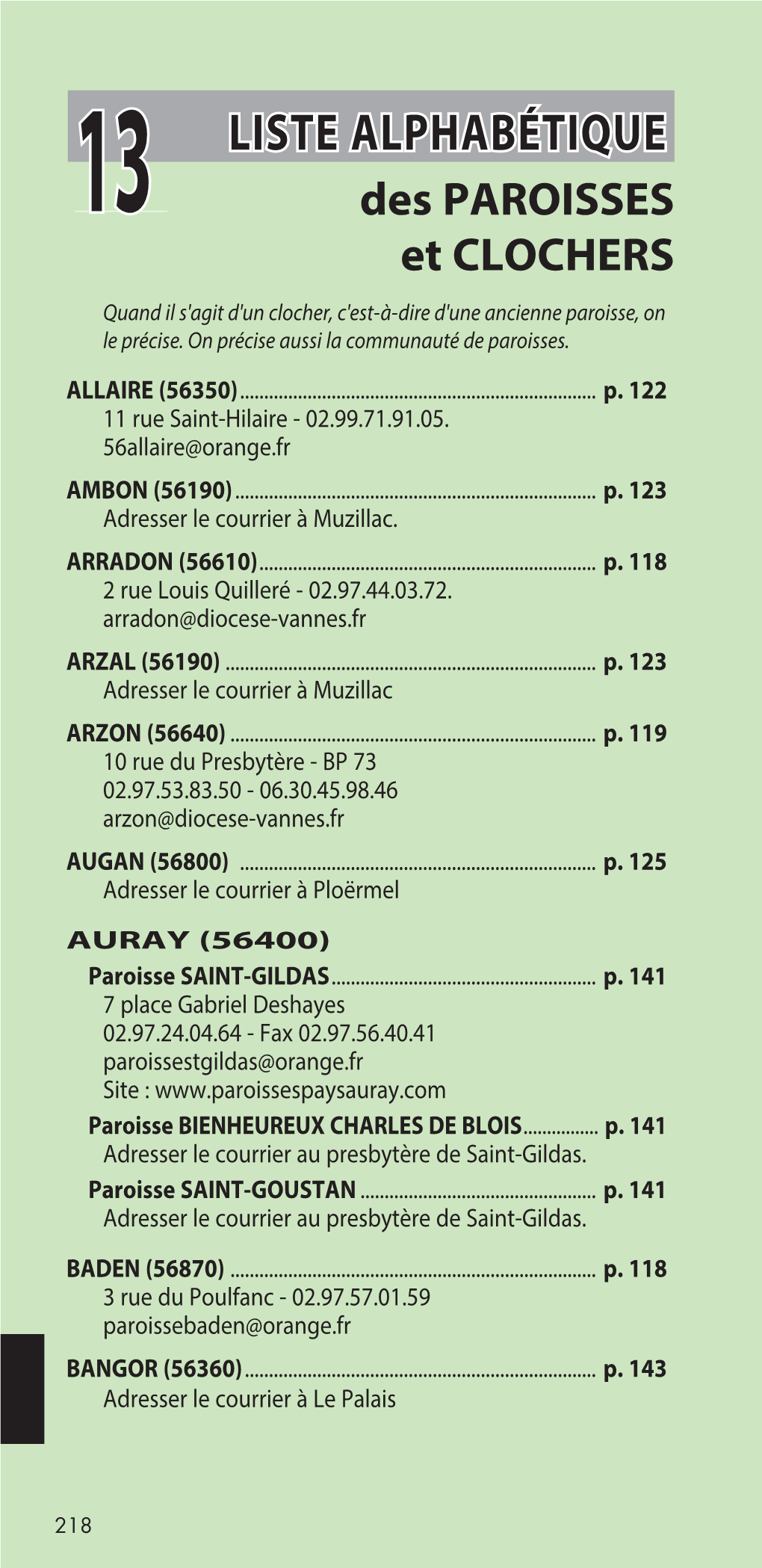 Consulter La Liste Alphabétique Des Paroisses – Annuaire 2021