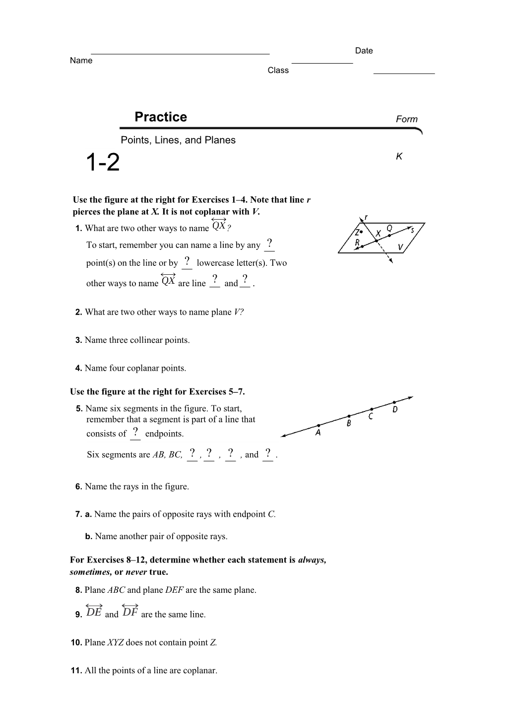 Points, Lines, and Planes