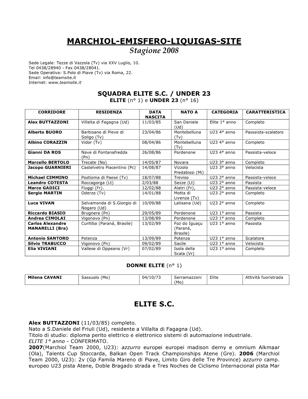 MARCHIOL-EMISFERO-LIQUIGAS-SITE Stagione 2008