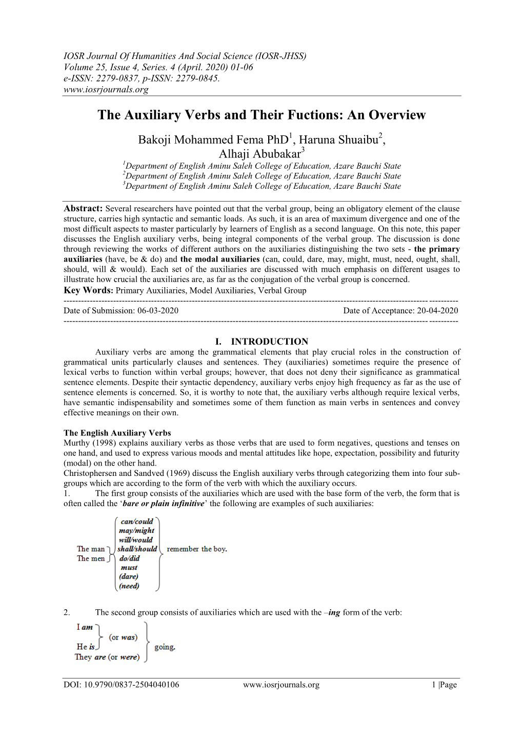 The Auxiliary Verbs and Their Fuctions: an Overview