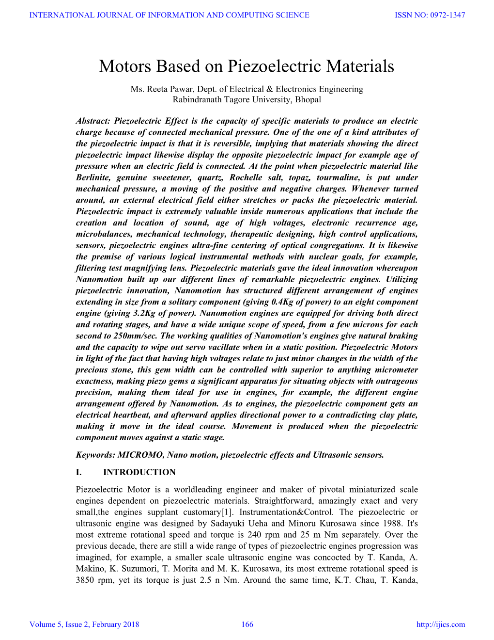 Motors Based on Piezoelectric Materials Ms