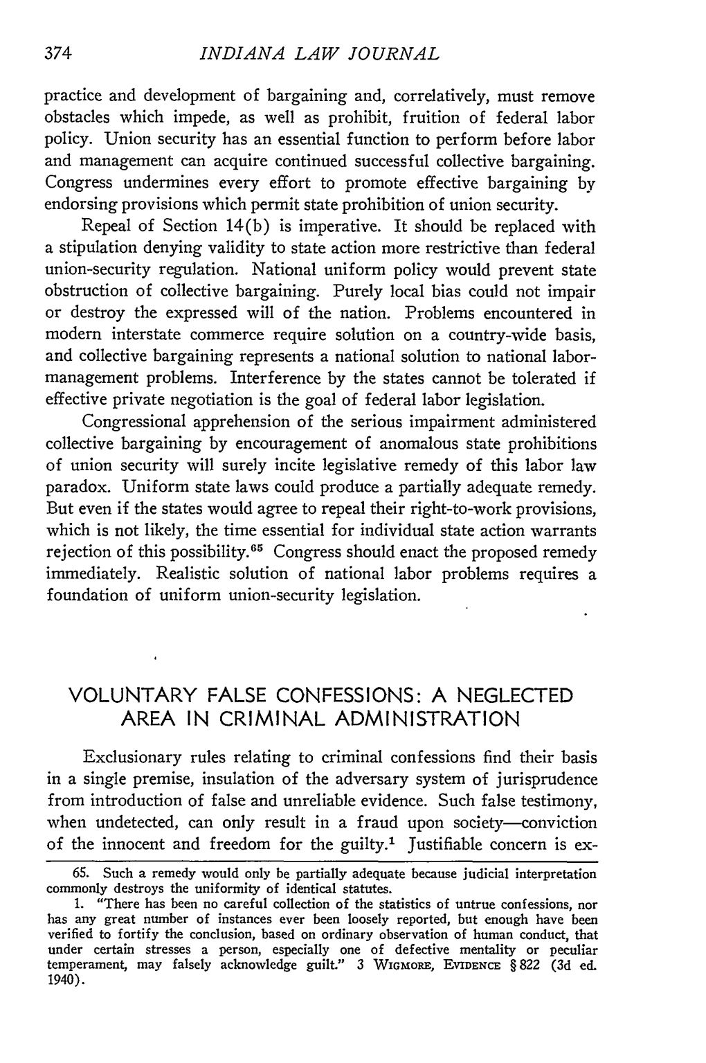 Voluntary False Confessions: a Neglected Area in Criminal Administration