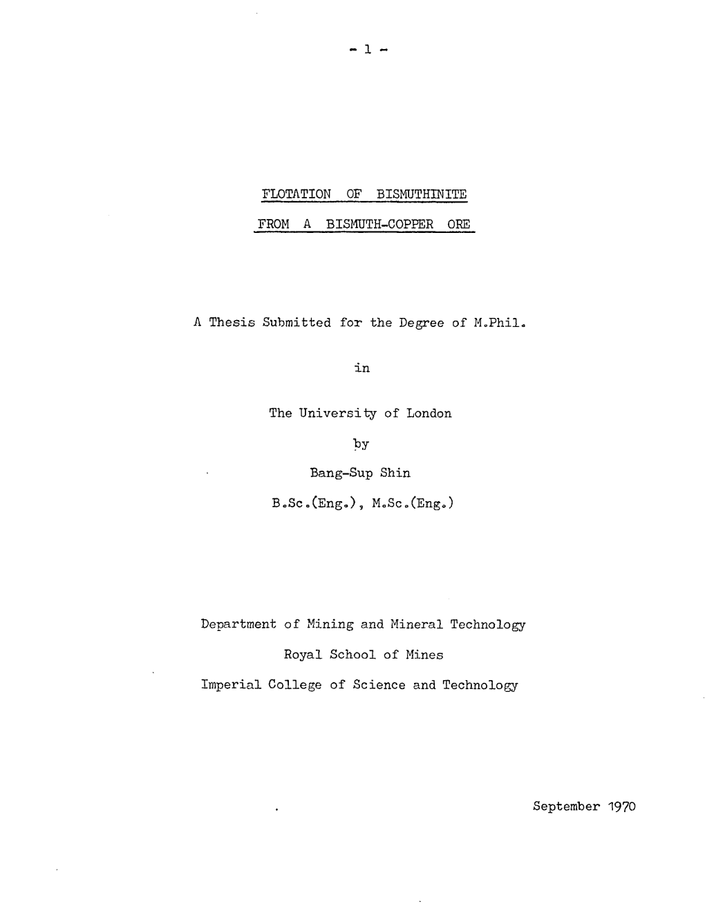 1 ~ Flotation of Bismuthinite