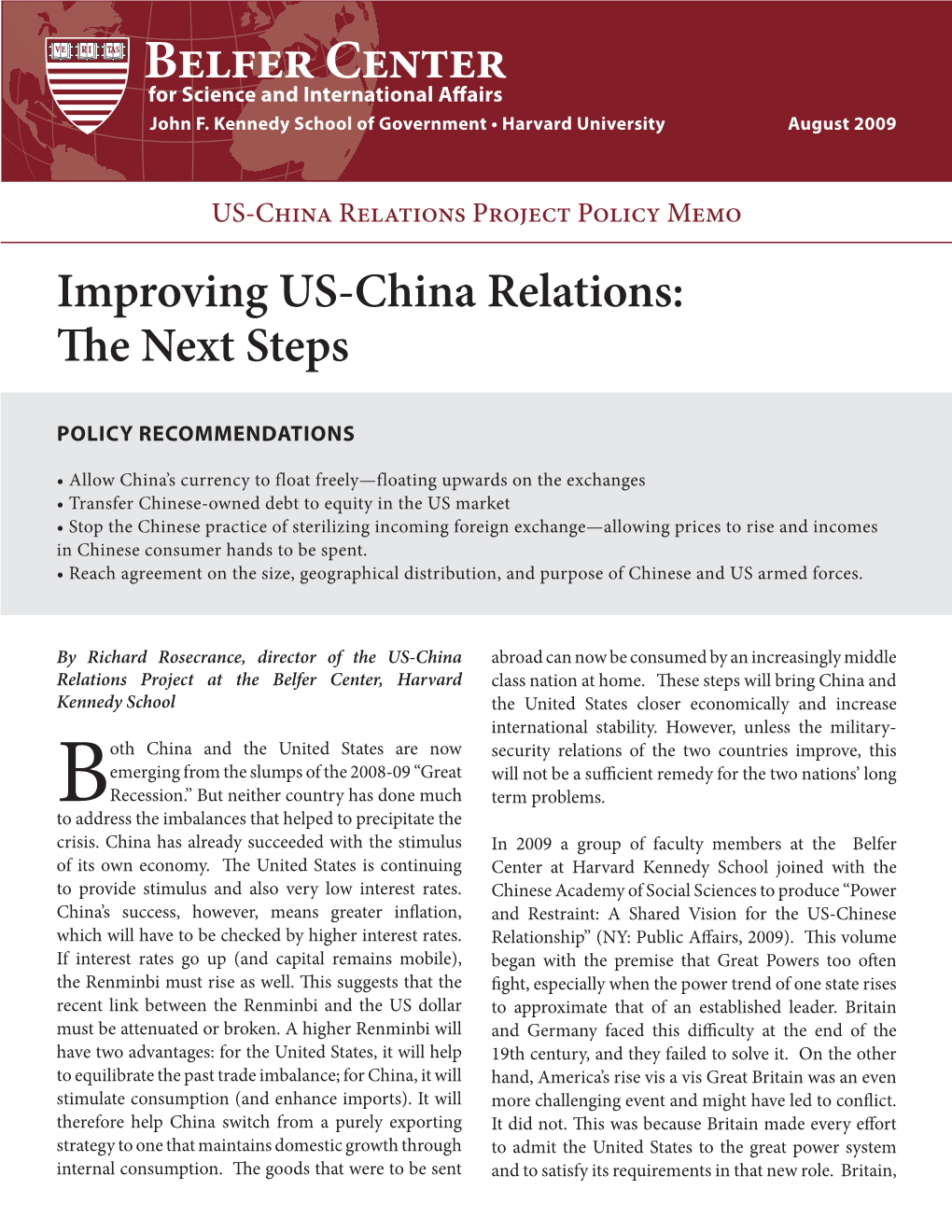 8.2009.Improving US China Relations Policy Memo.Indd
