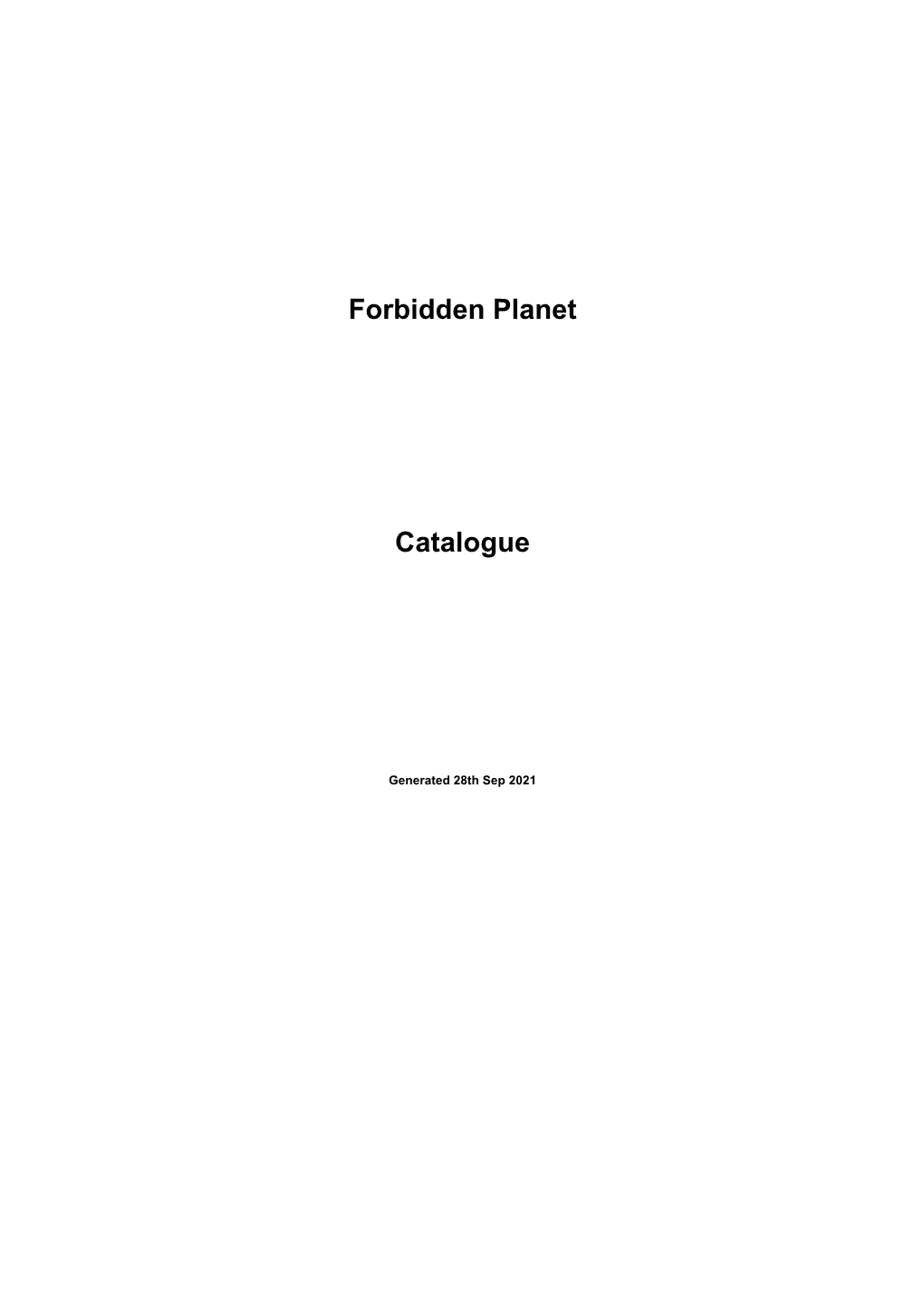 Forbidden Planet Catalogue