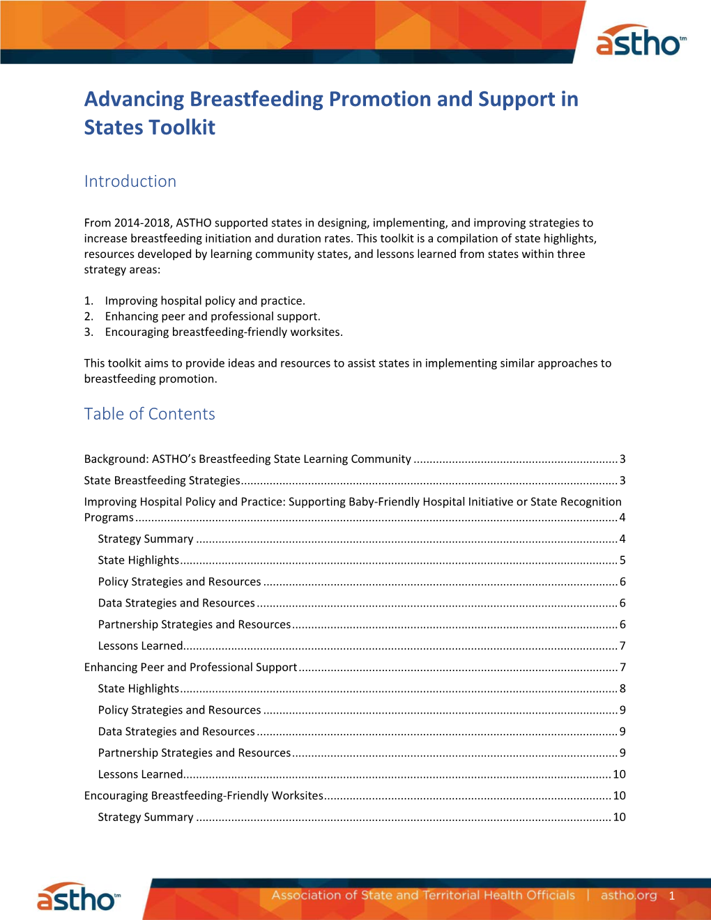Advancing Breastfeeding Promotion and Support in States Toolkit