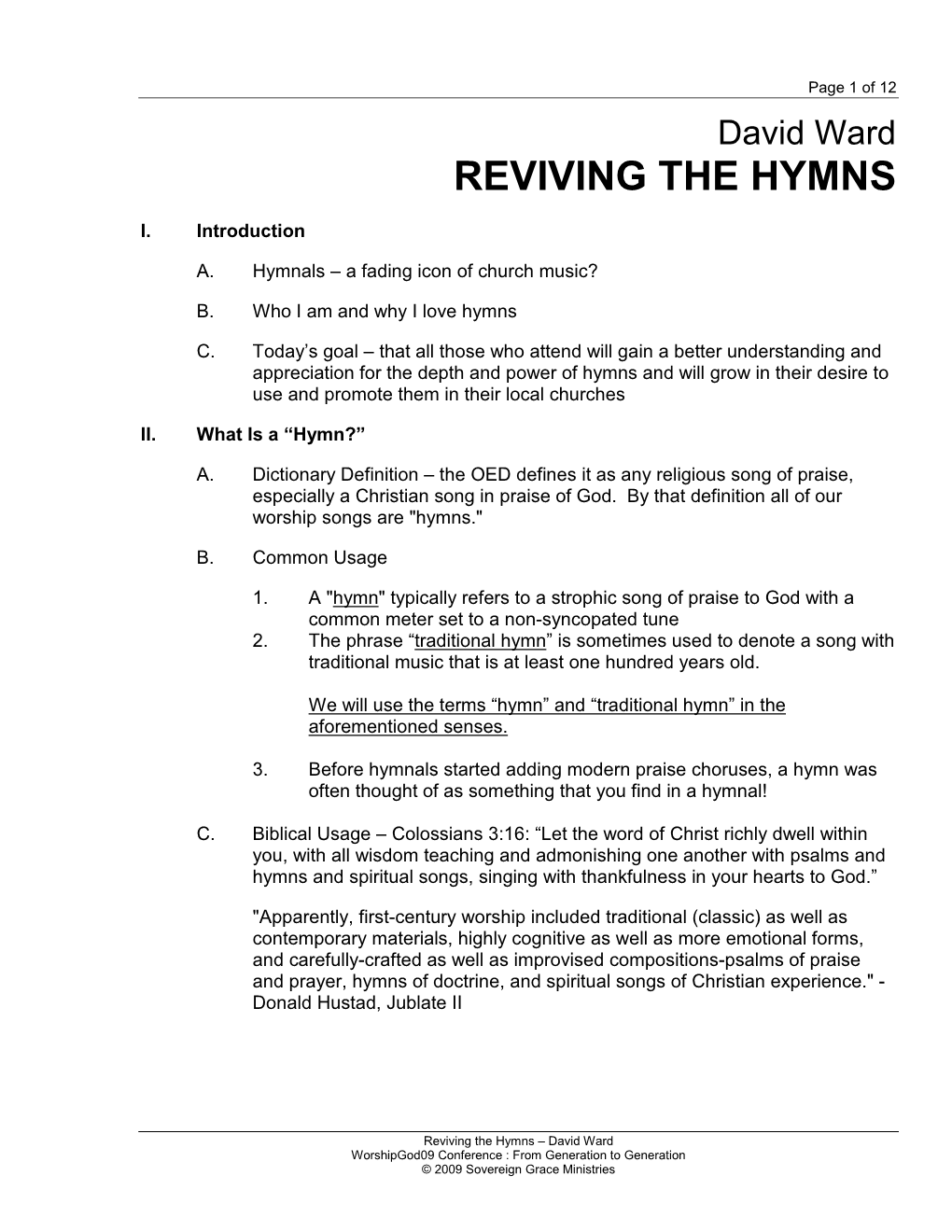 Reviving the Hymns