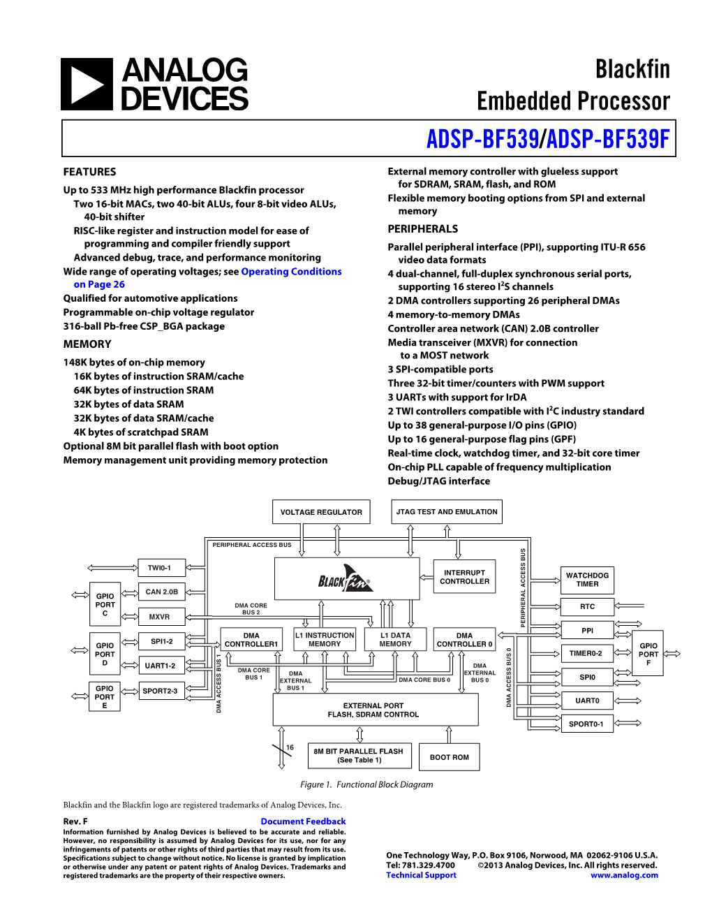 ADSP-BF539/ADSP-BF539F Blackfin Embedded Processor Data Sheet, Rev. F