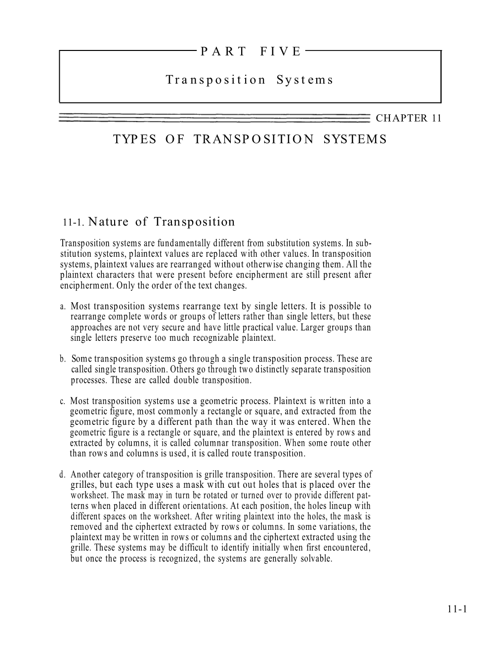 Types of Transposition Systems