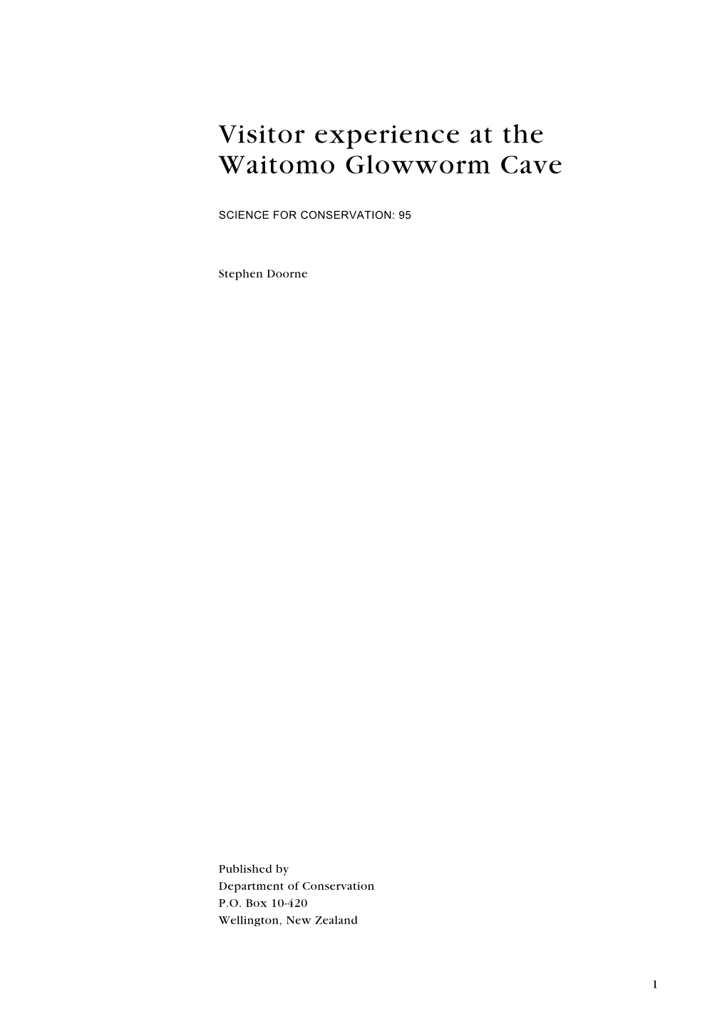 Visitor Experience at the Waitomo Glowworm Cave