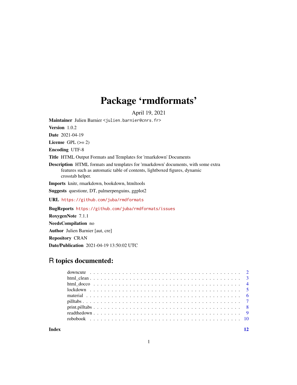 Package 'Rmdformats'