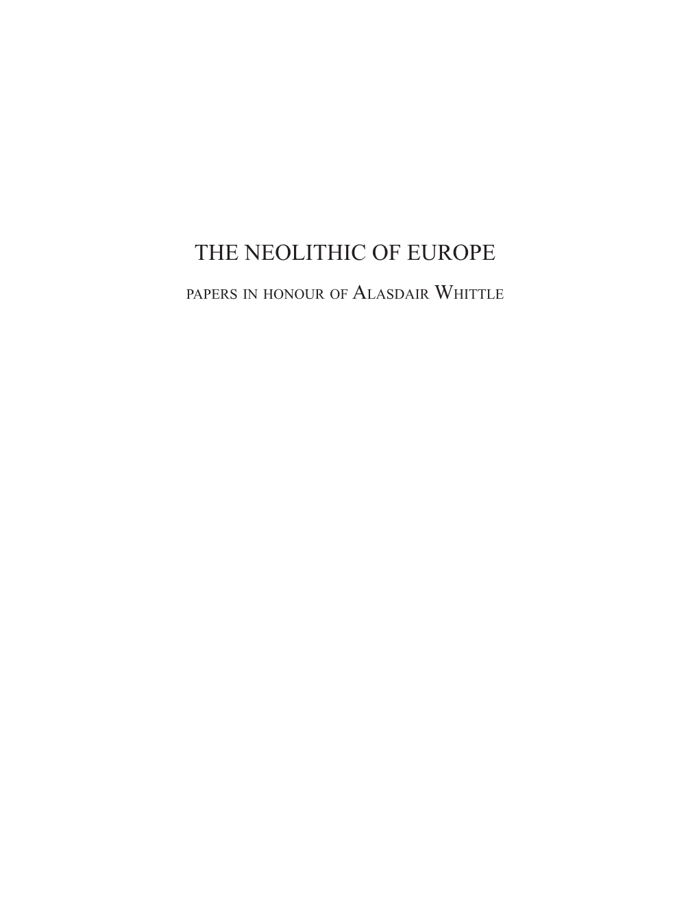 Neolithic of Europe.Indb