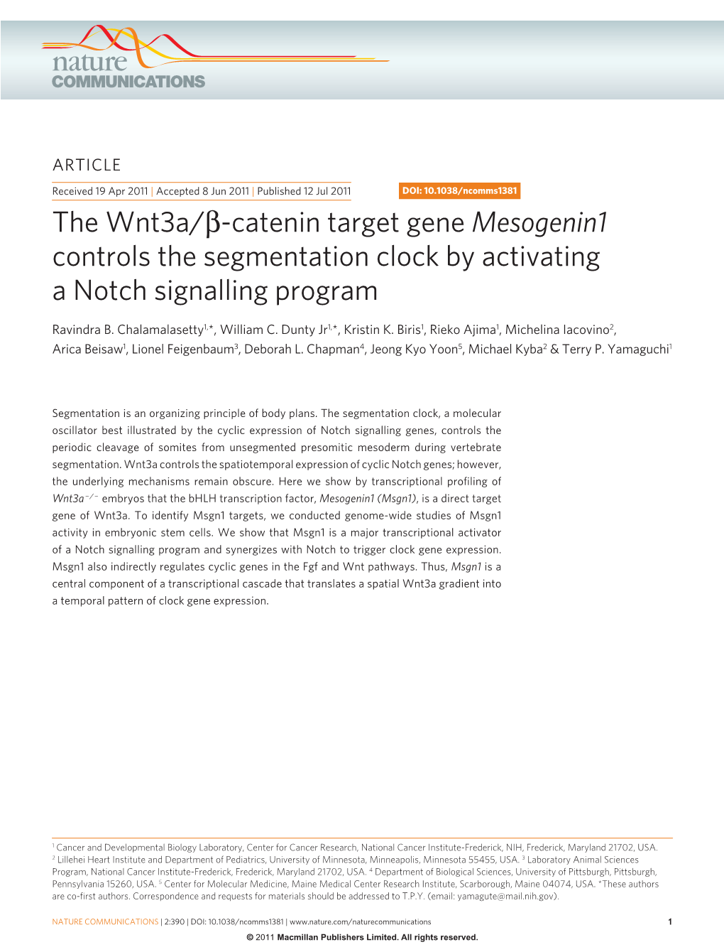 The Wnt3a/Β-Catenin Target Gene Mesogenin1 Controls The