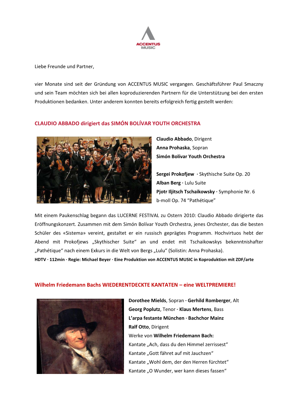 Accentus Newsletter Juli 2010