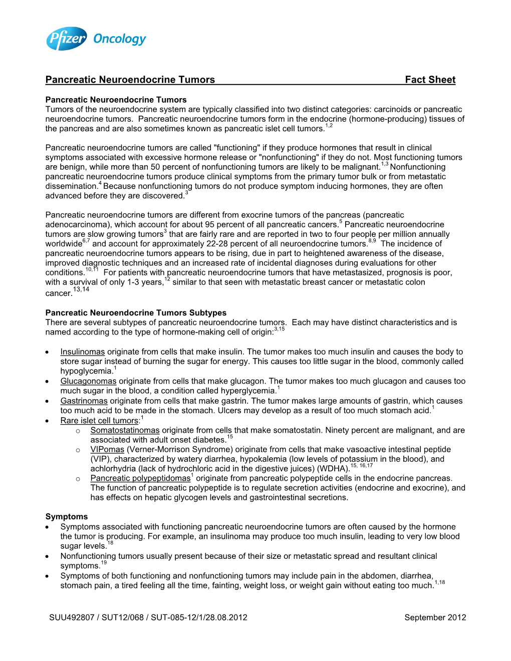 Pancreatic Neuroendocrine Tumors Fact Sheet