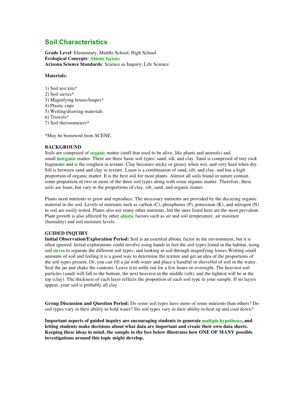 Soil Characteristics