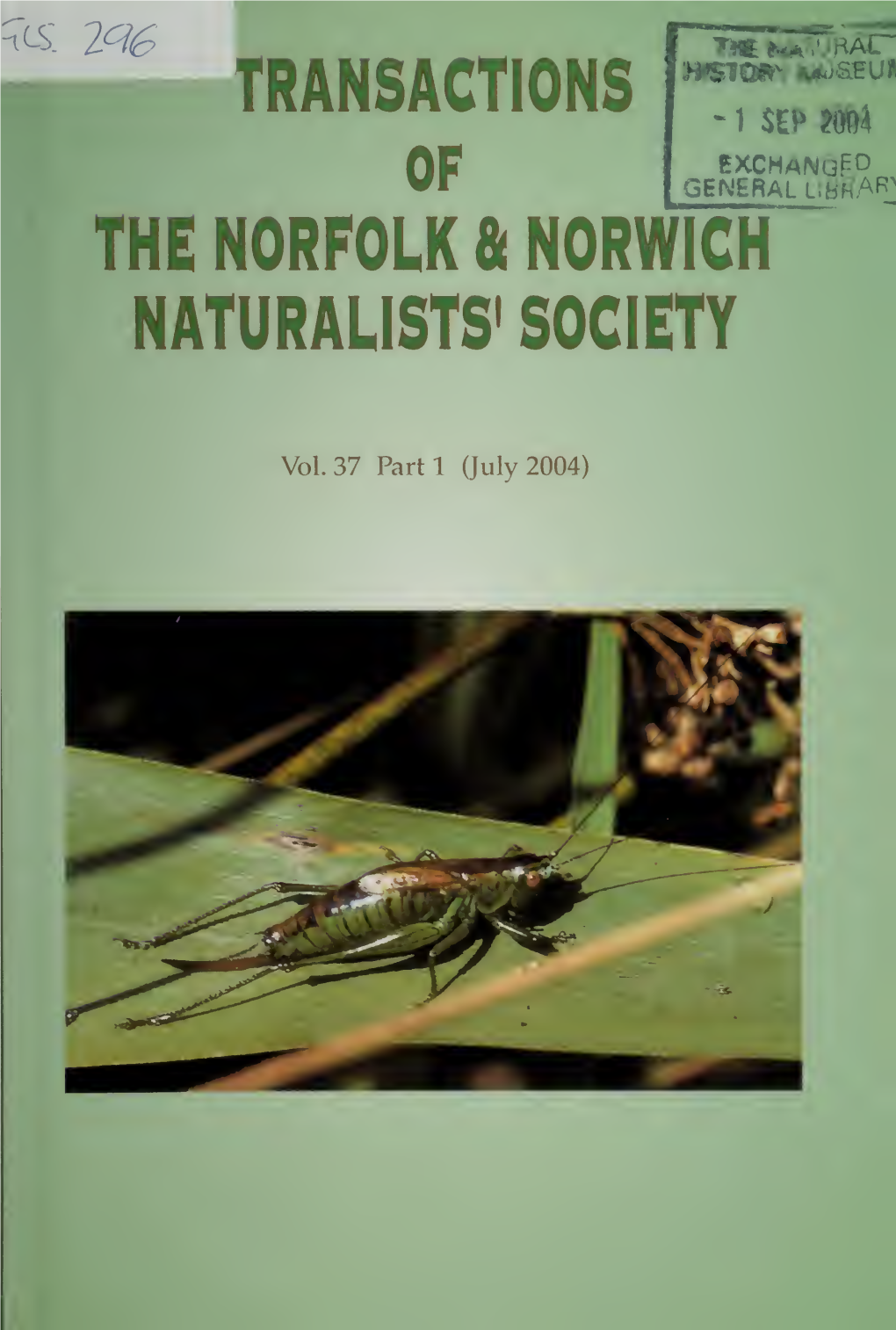 Transactions of the Norfolk and Norwich Naturalists' Society