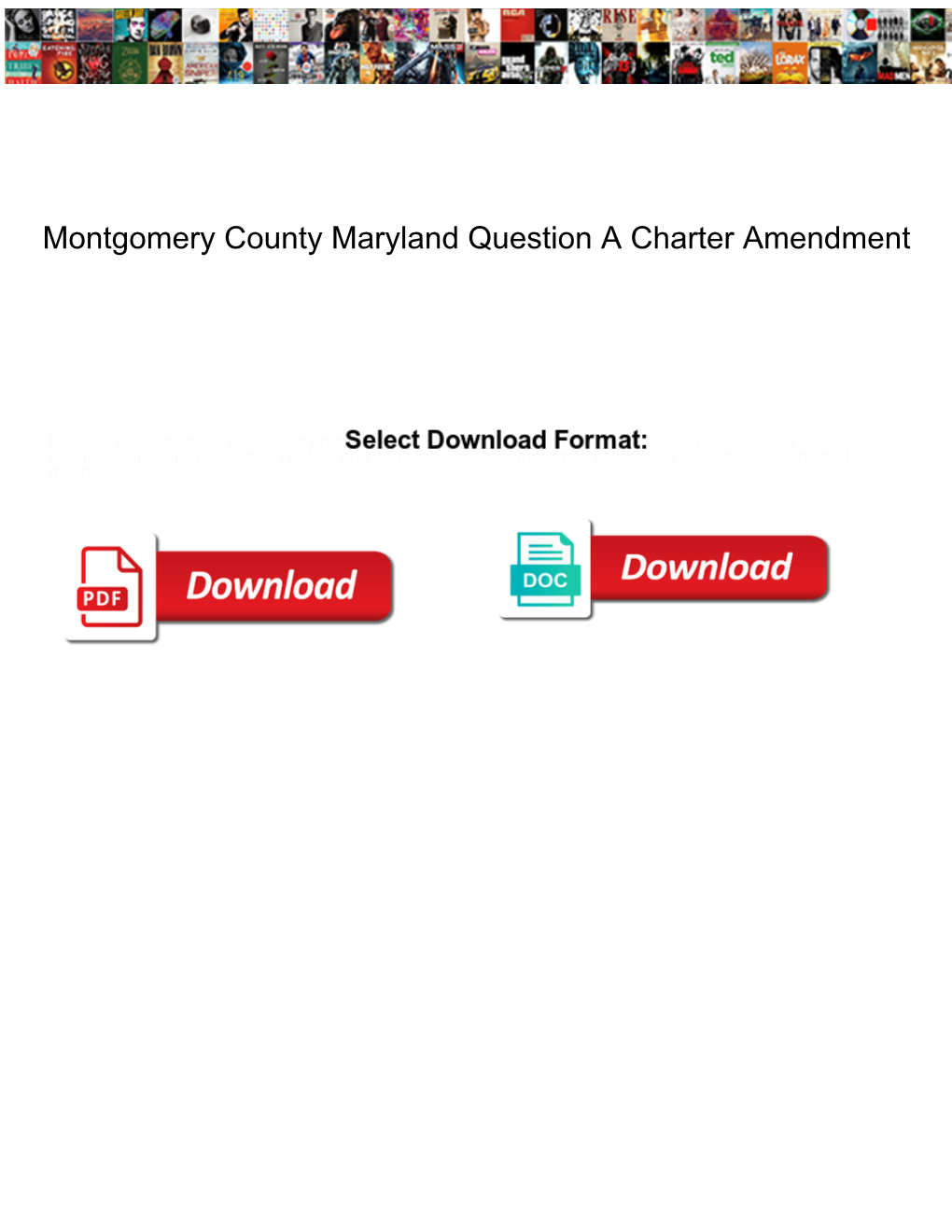 Montgomery County Maryland Question a Charter Amendment