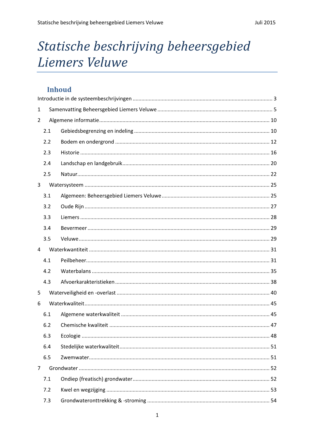 Statische Beschrijving Beheersgebied Liemers Veluwe Juli 2015