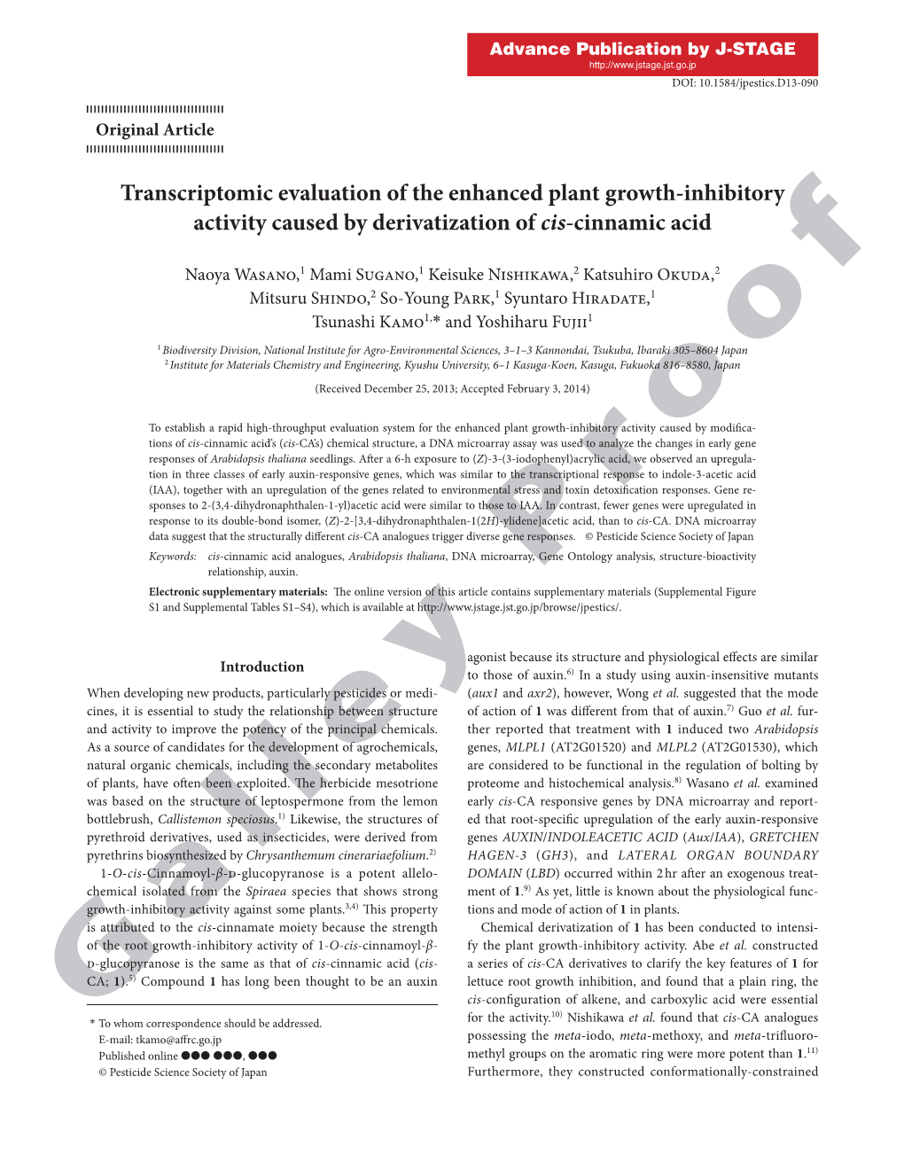 Transcriptomic Evaluation of the Enhanced Plant Growth-Inhibitory Activity Caused by Derivatization of Cis-Cinnamic Acid