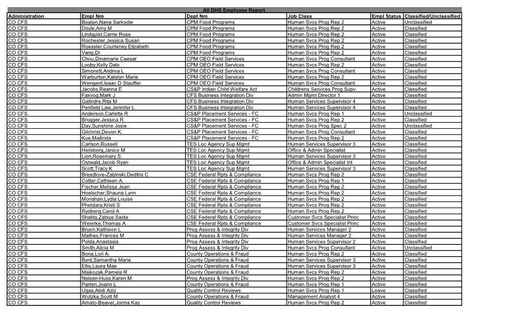 DHS Employee Report