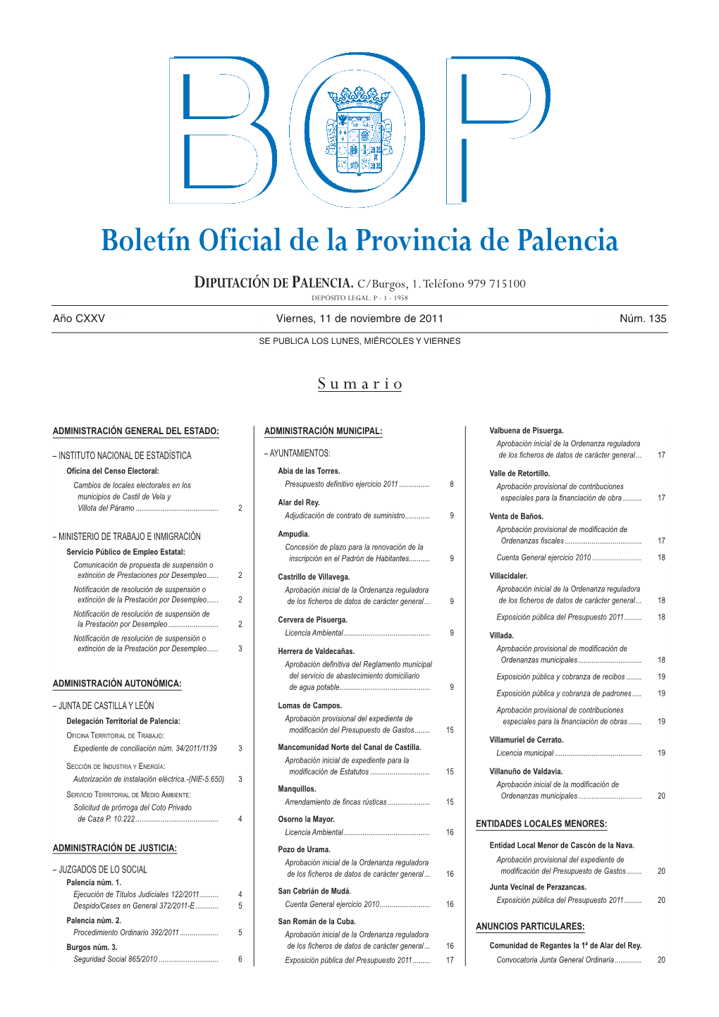 Boletín Oficial De La Provincia De Palencia