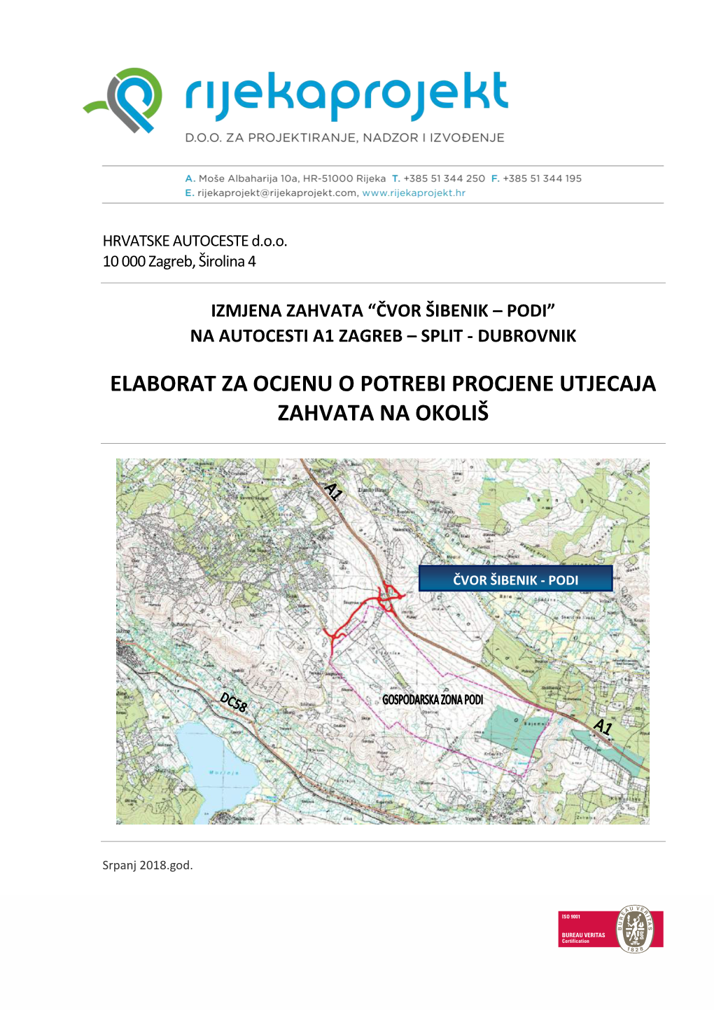 Čvor Šibenik – Podi” Na Autocesti A1 Zagreb – Split - Dubrovnik