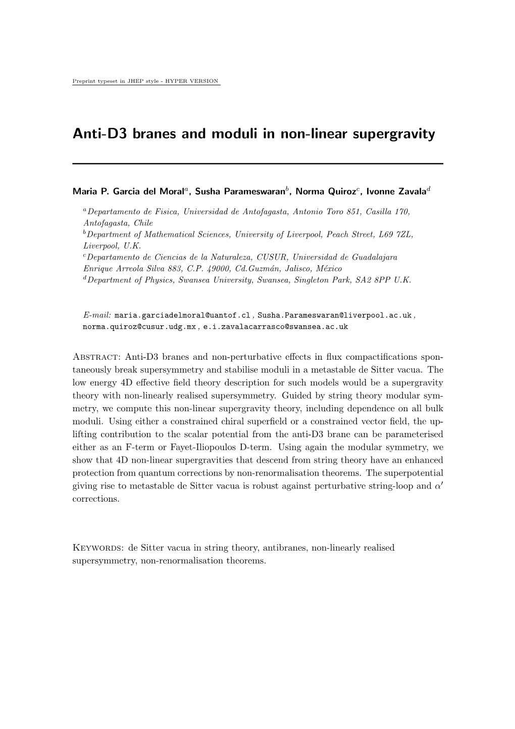 Anti-D3 Branes and Moduli in Non-Linear Supergravity