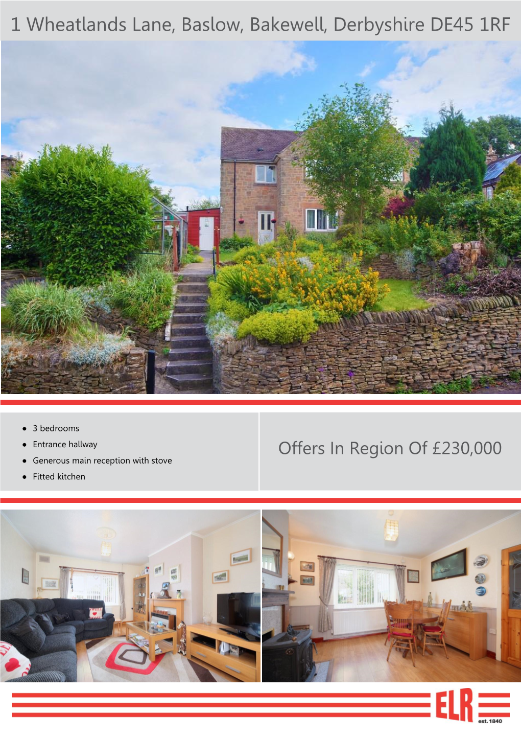 1 Wheatlands Lane, Baslow, Bakewell, Derbyshire DE45 1RF