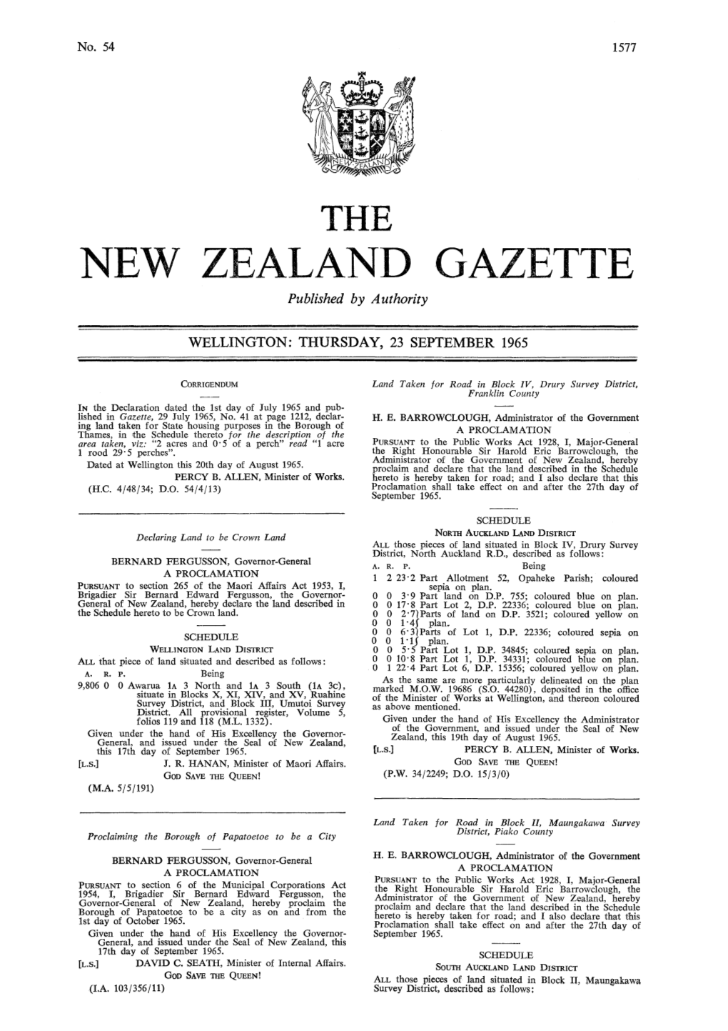 NEW ZEALAND GAZETTE Published by Authority