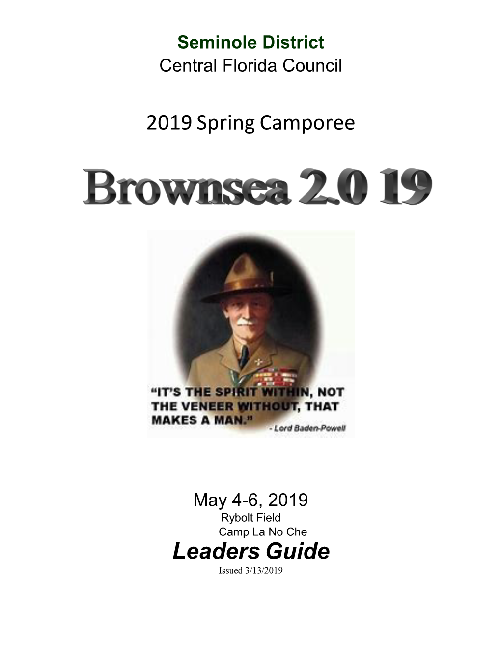 2019 Spring Camporee Leaders Guide