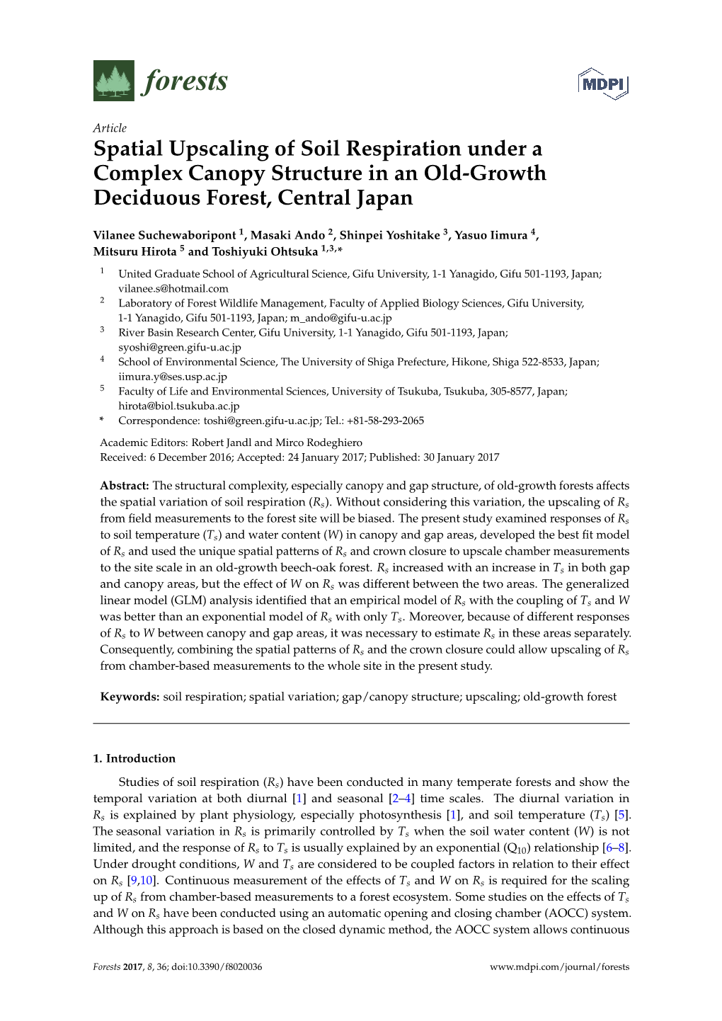 Spatial Upscaling of Soil Respiration Under a Complex Canopy Structure in an Old-Growth Deciduous Forest, Central Japan