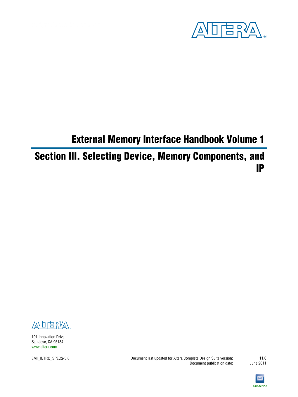 Selecting Device, Memory Components, and IP; External Memory Interface Handbook