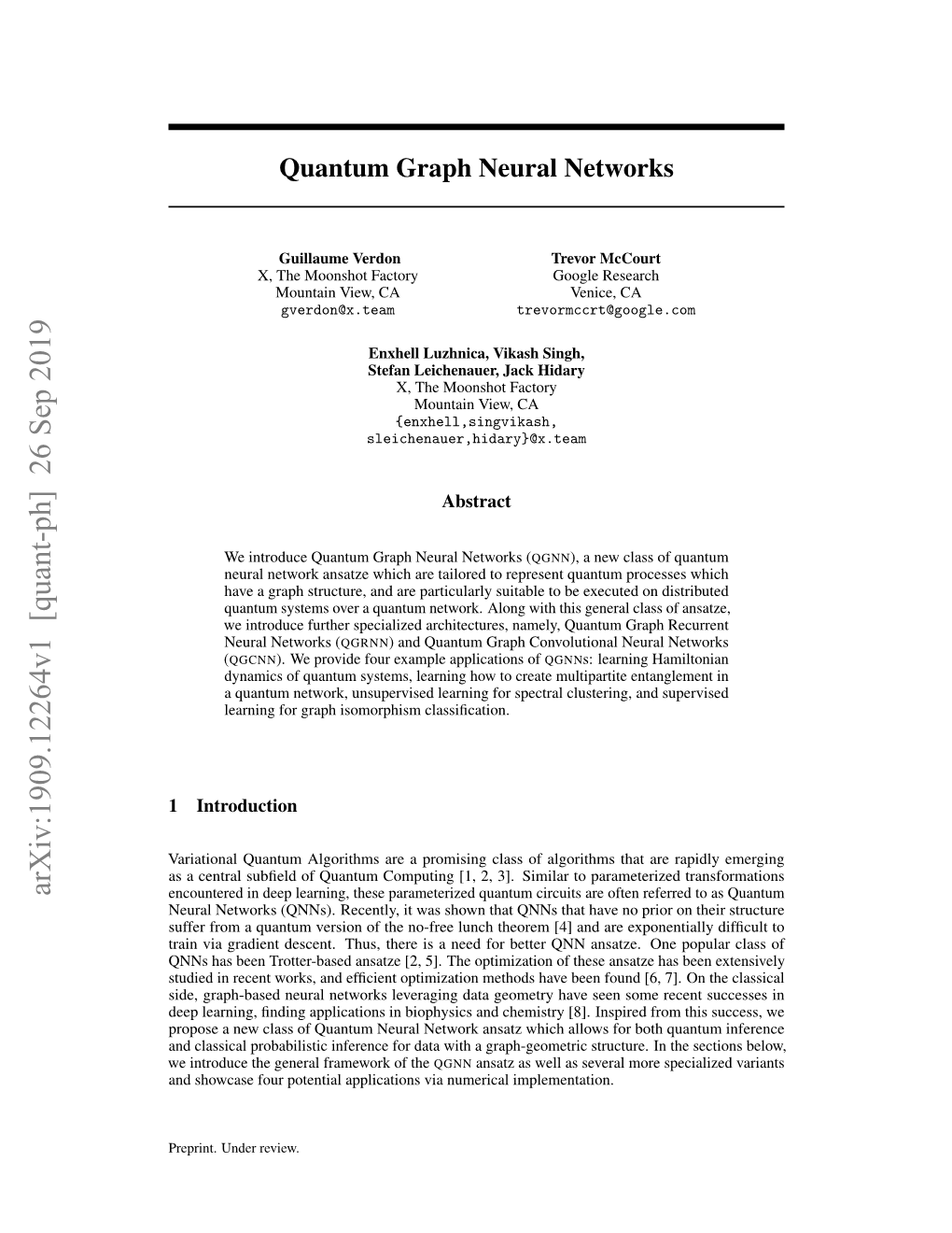 Quantum Graph Neural Networks